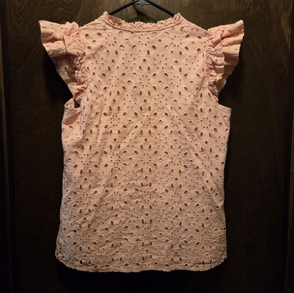 Pink Eyelet Ruffle Sleeve Top - Picture 5 of 8